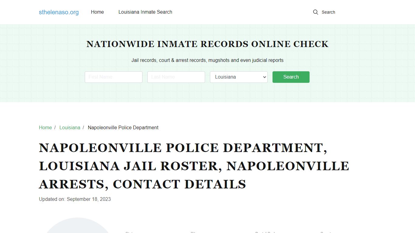 Napoleonville Police Department, Louisiana Jail Roster, Napoleonville ...